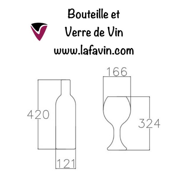 Bouteille et verre de vin dimensions